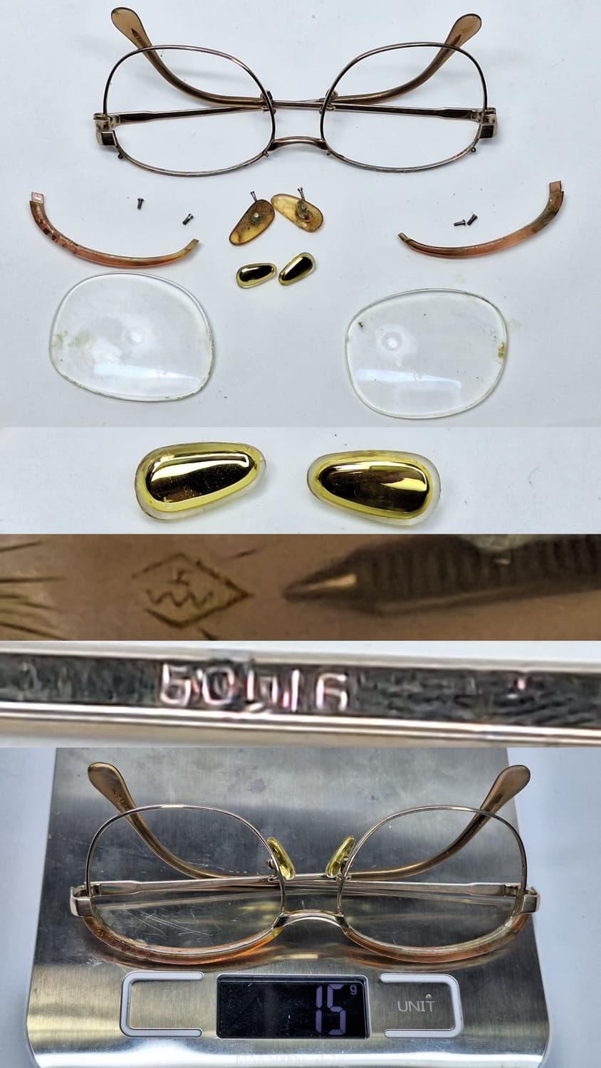 80s 일본 빈티지/ 브로우라인 여성용 하금테 안경테 50mm 하우스 상품이미지2