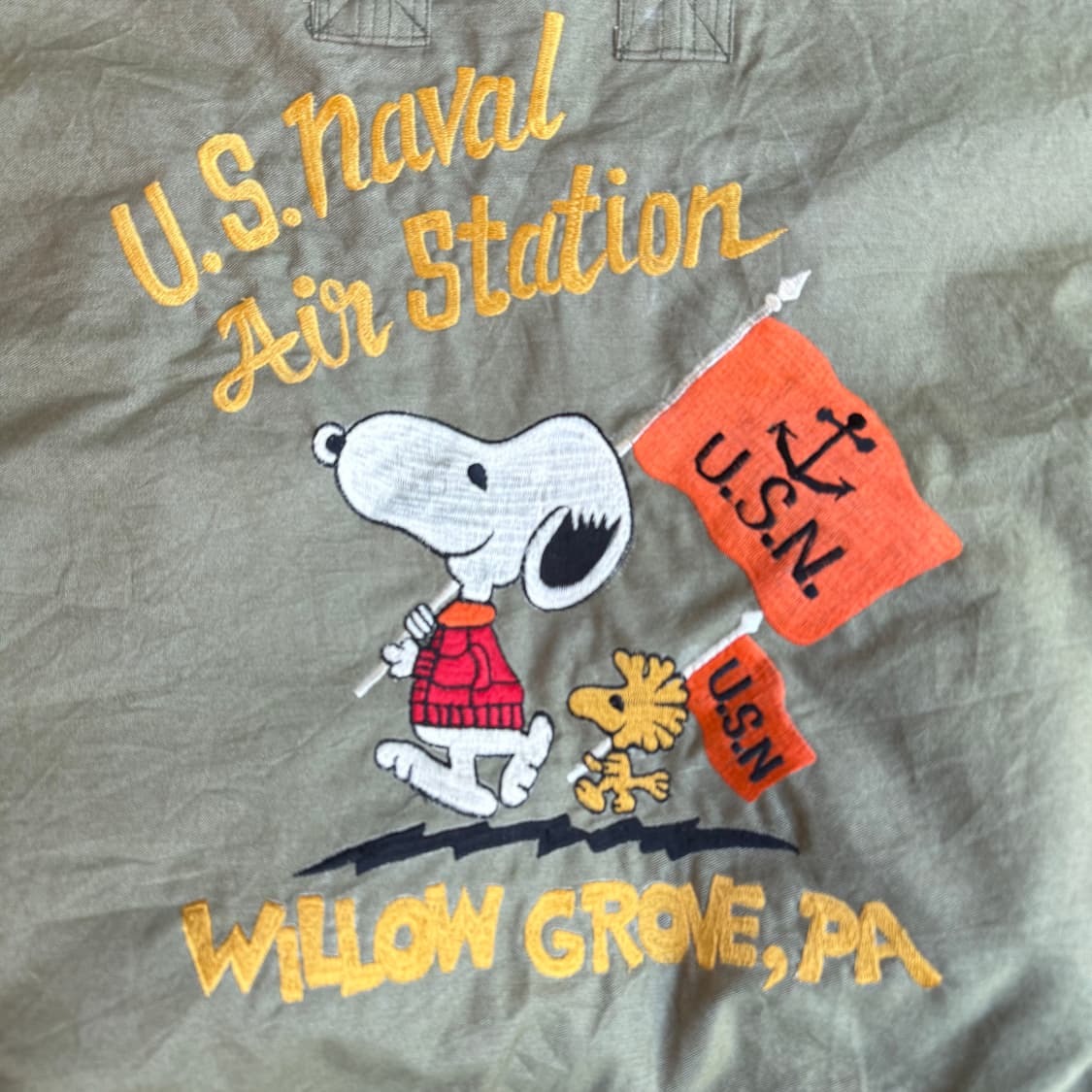 스누피 U.S.N.A.S 토트백 카키 상품이미지2