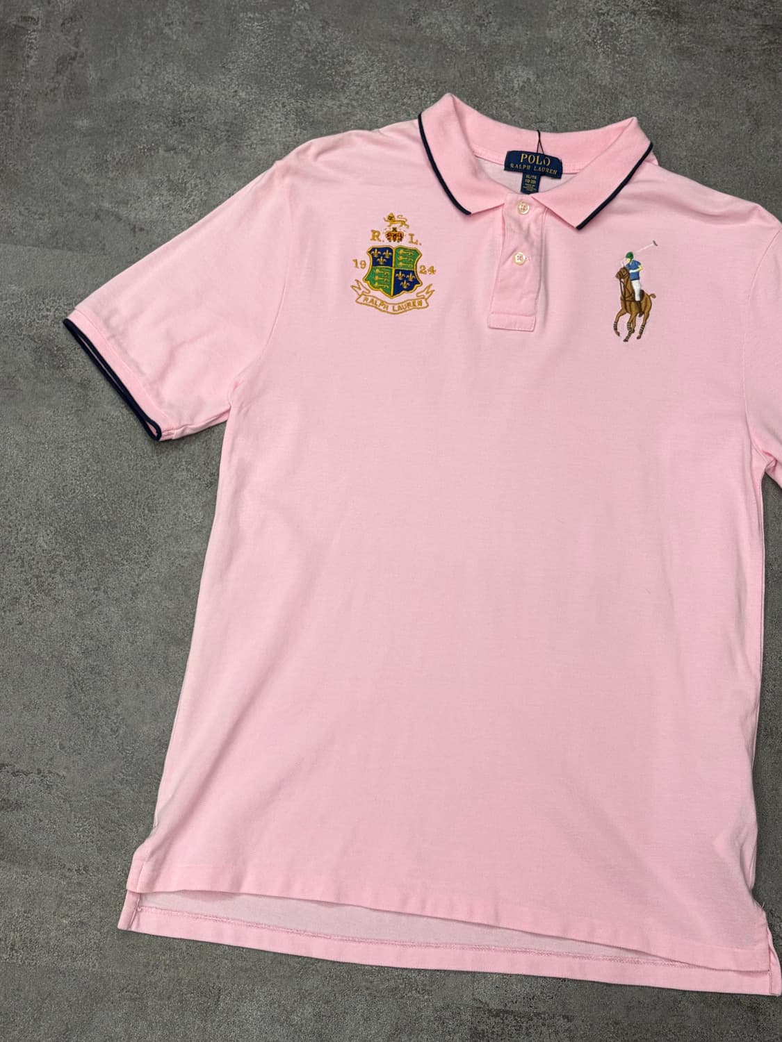 폴로 랄프로렌 빅포니 크레스트 로고 핑크색 반팔 카라티 상품이미지4