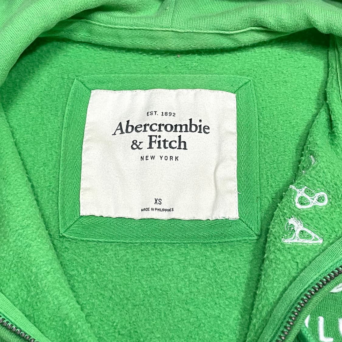 아베크롬비 연두 자수디테일 기모 집업 후드티셔츠 여성XS 상품이미지4