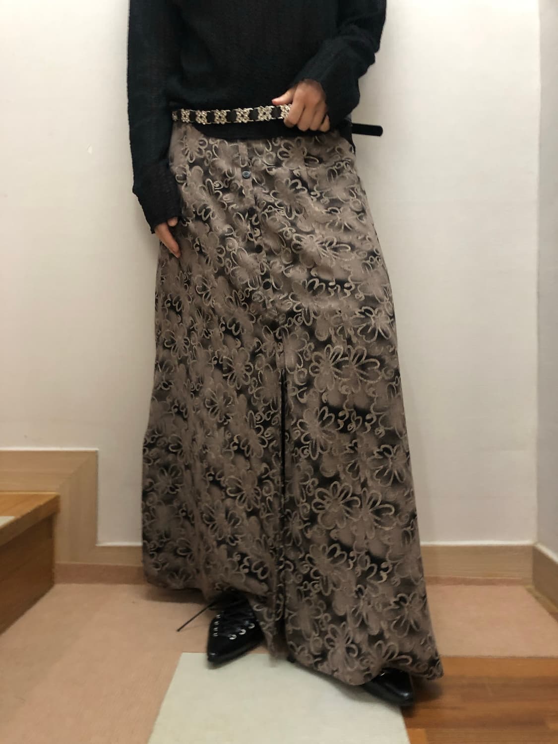 빈티지 브라운 오리엔탈 롱 스커트 상품이미지5