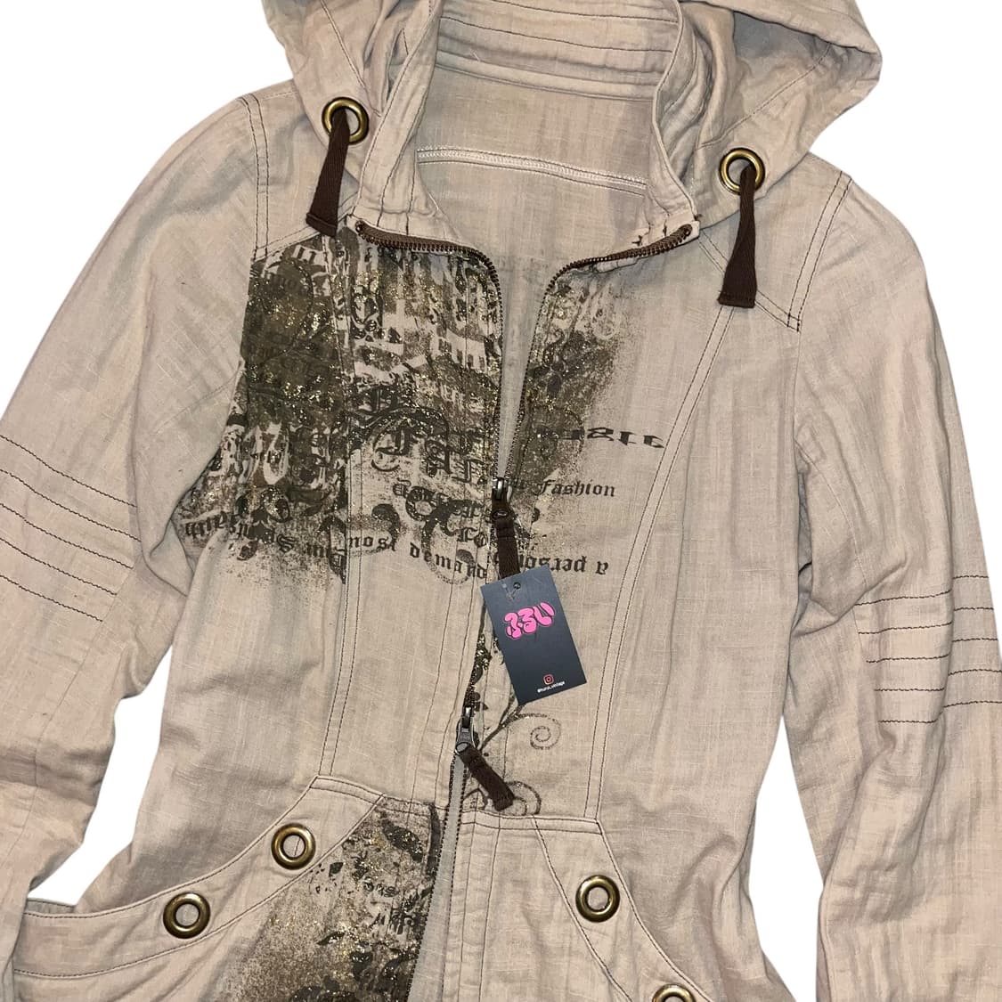 글리터 프린팅 투웨이 후드집업 y2k펑크갸루 상품이미지2