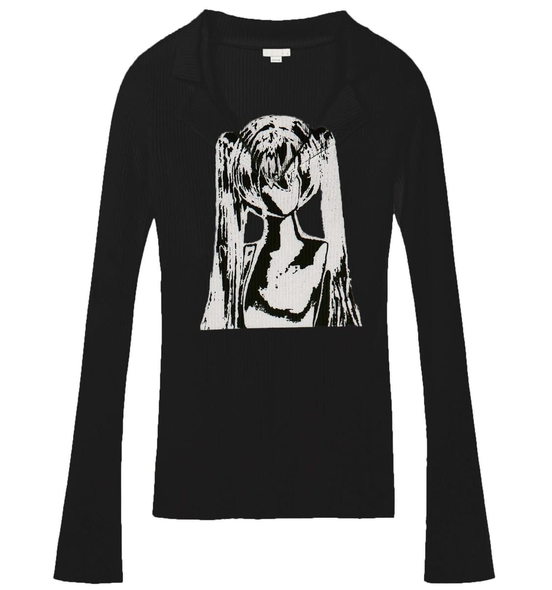 bonnae collar graphic top (Black) 상품이미지1