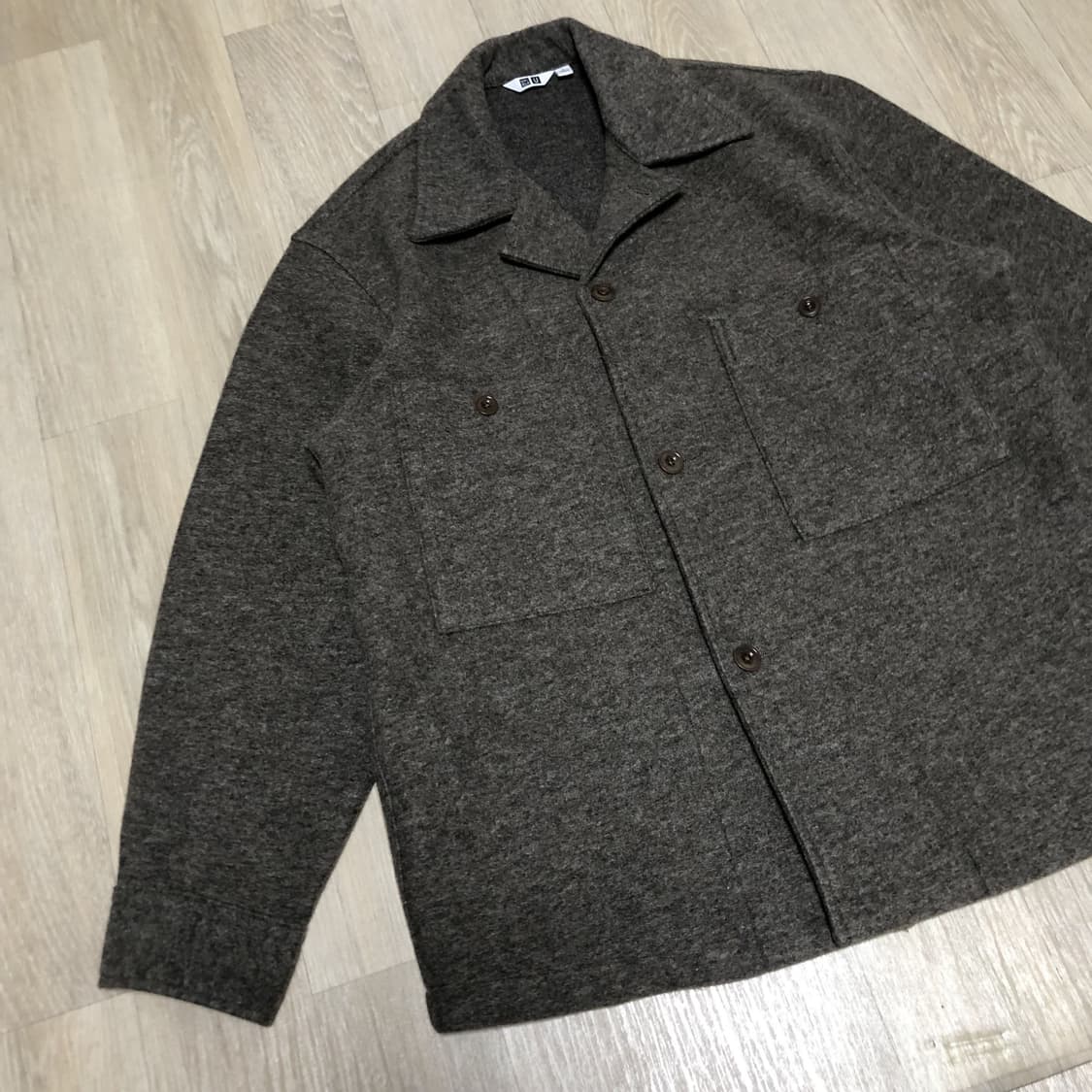 (M) 유니클로 U 후리스 저지 오버 셔츠 브라운 상품이미지2