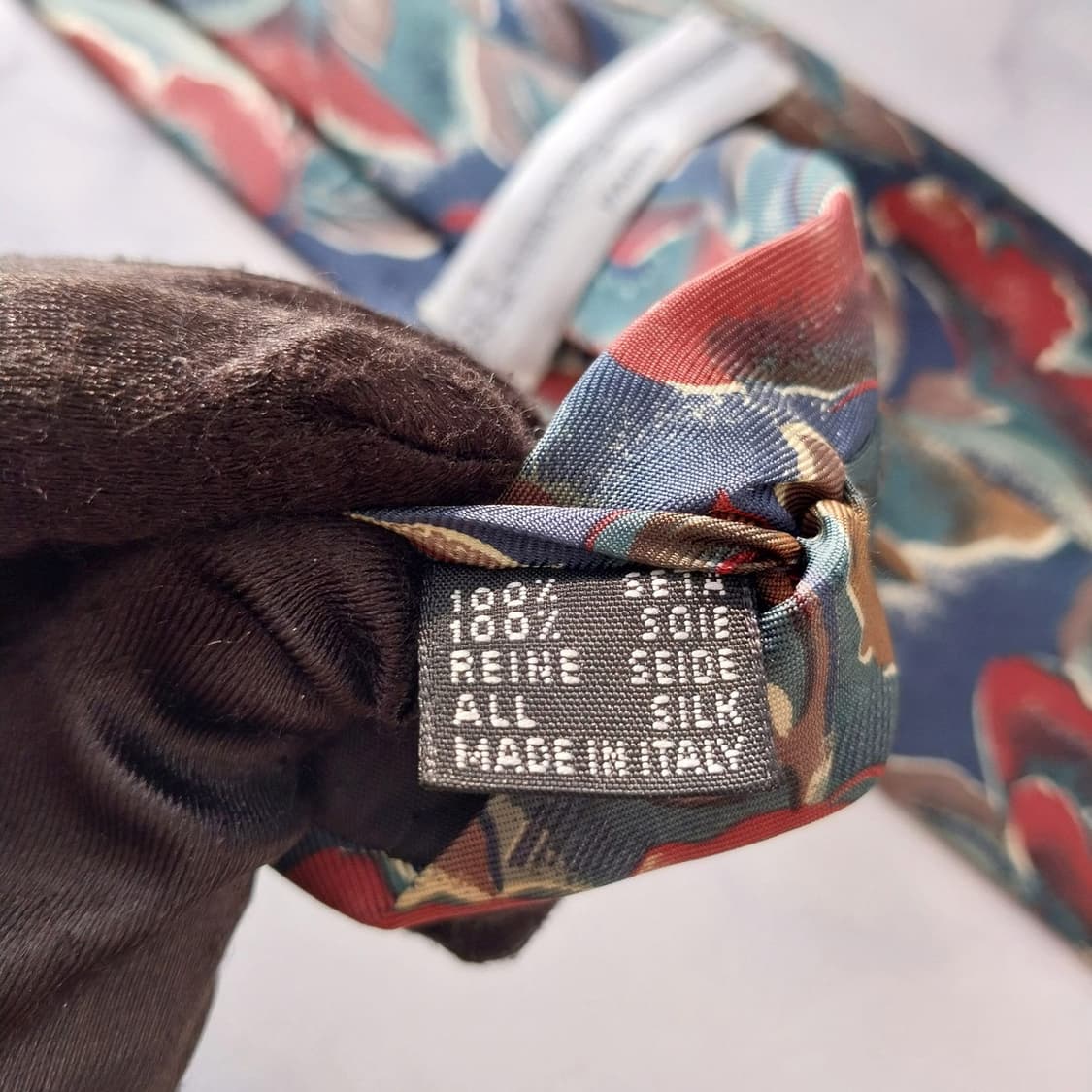 꾸레쥬 실크 그린 플로럴 아트 넥타이 9.4cm A등급 K1941 상품이미지10