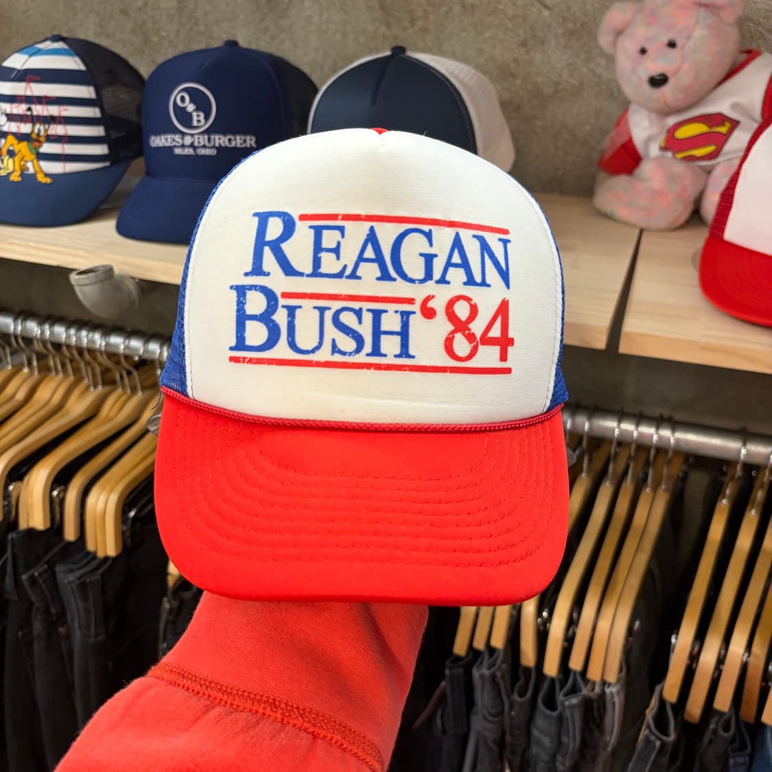 84s USA 빈티지 레이건 조지부시 선거 트러커 매쉬 볼캡 모자  상품이미지1