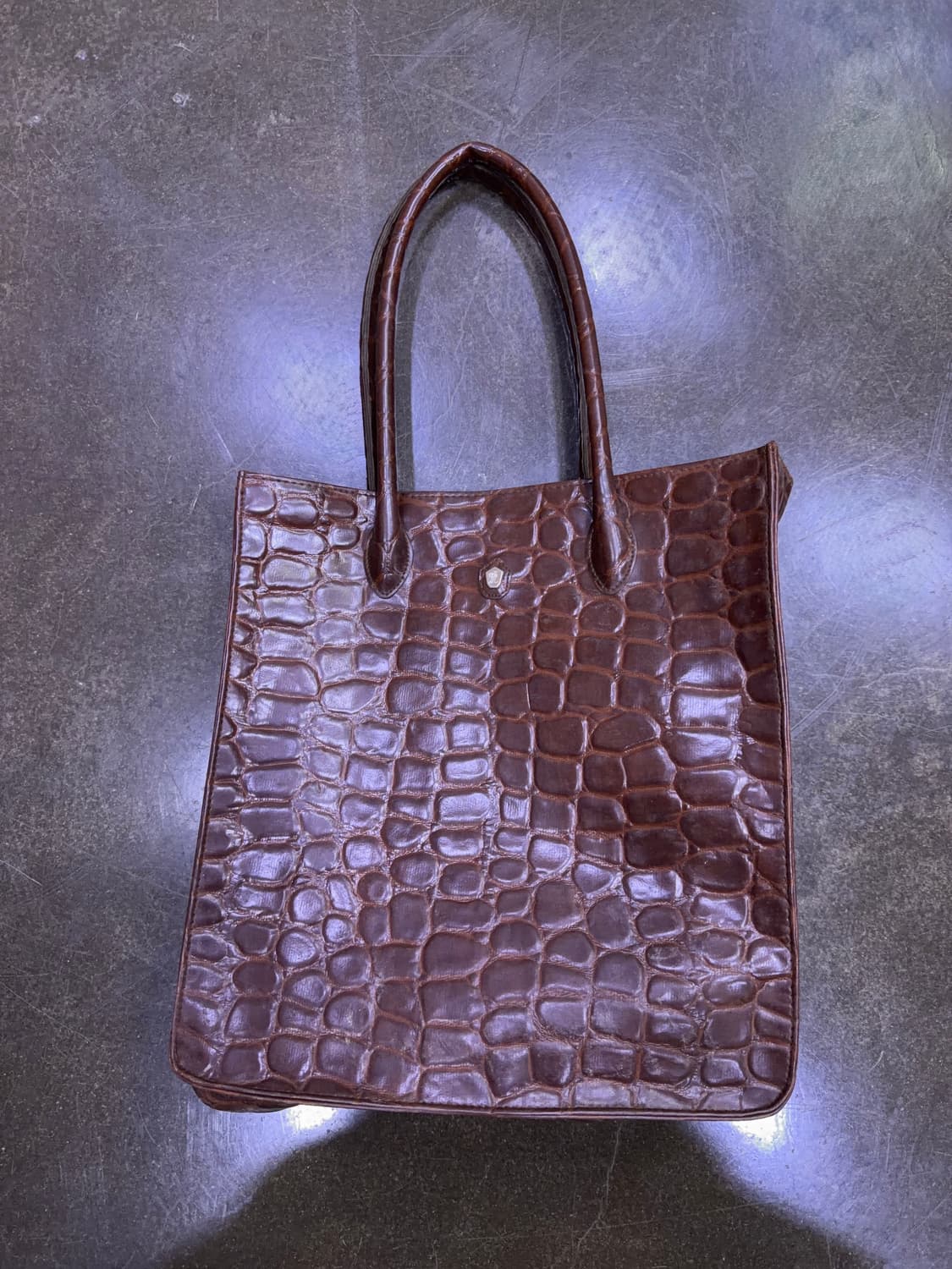 랄프로렌 사파리 인조 악어가죽 엠보싱 토트백 브라운 상품이미지1