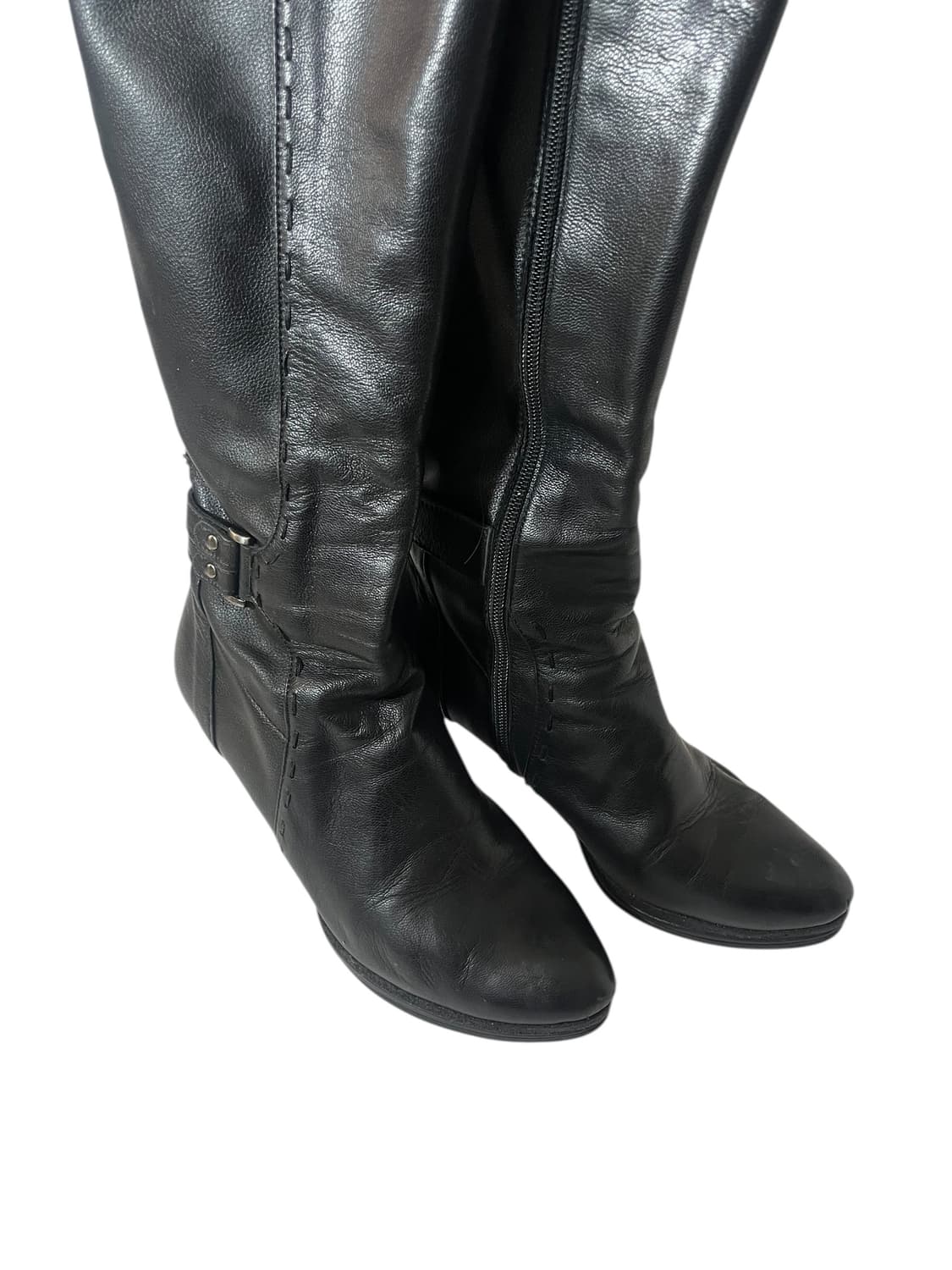 Vintage 블랙 가죽 하이힐 롱부츠 245 상품이미지4