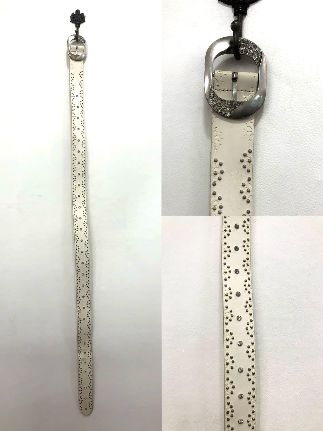 ivory leather cubic stud metal belt 상품이미지2