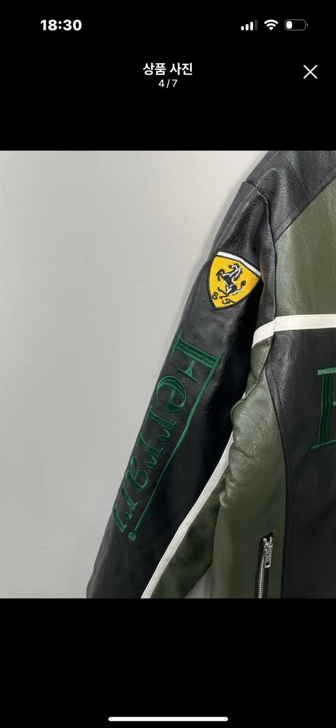 페라리 말보로 패치워크 그린 레더 레이싱 자켓 A3401 상품이미지5