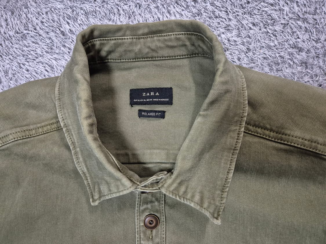 ZARA 자라 남성 밀리터리 워시드 셔츠 XL 상품이미지2