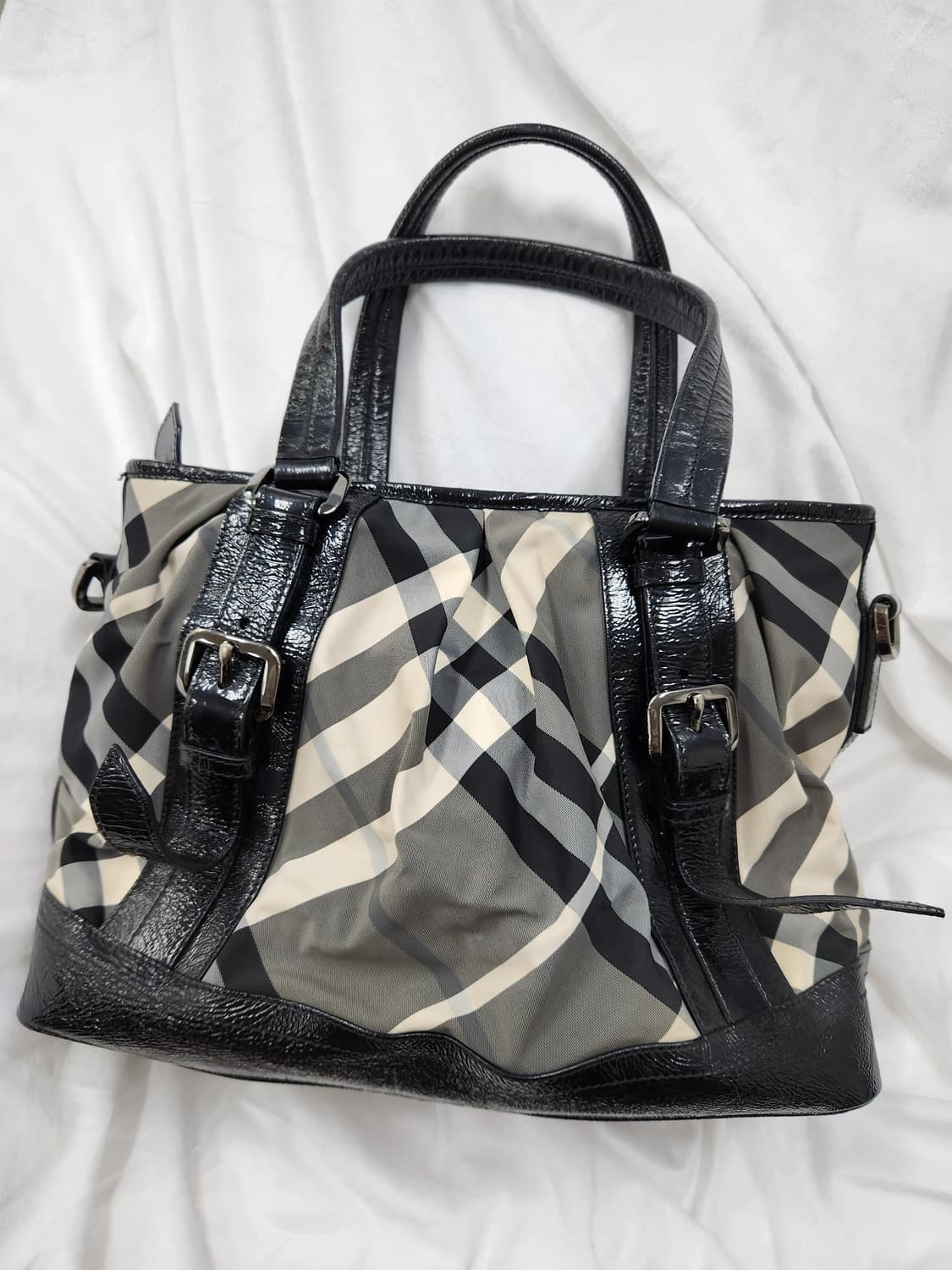 (OS)버버리 체크 페이던트 레더 토드백 상품이미지2