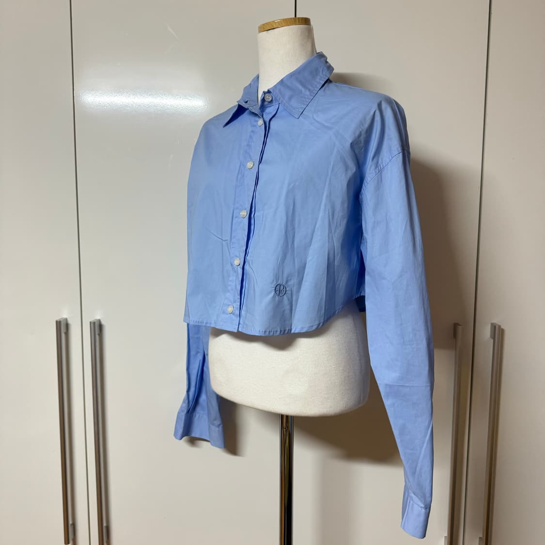 크롭 오버핏 셔츠 소라색 블라우스 상품이미지2