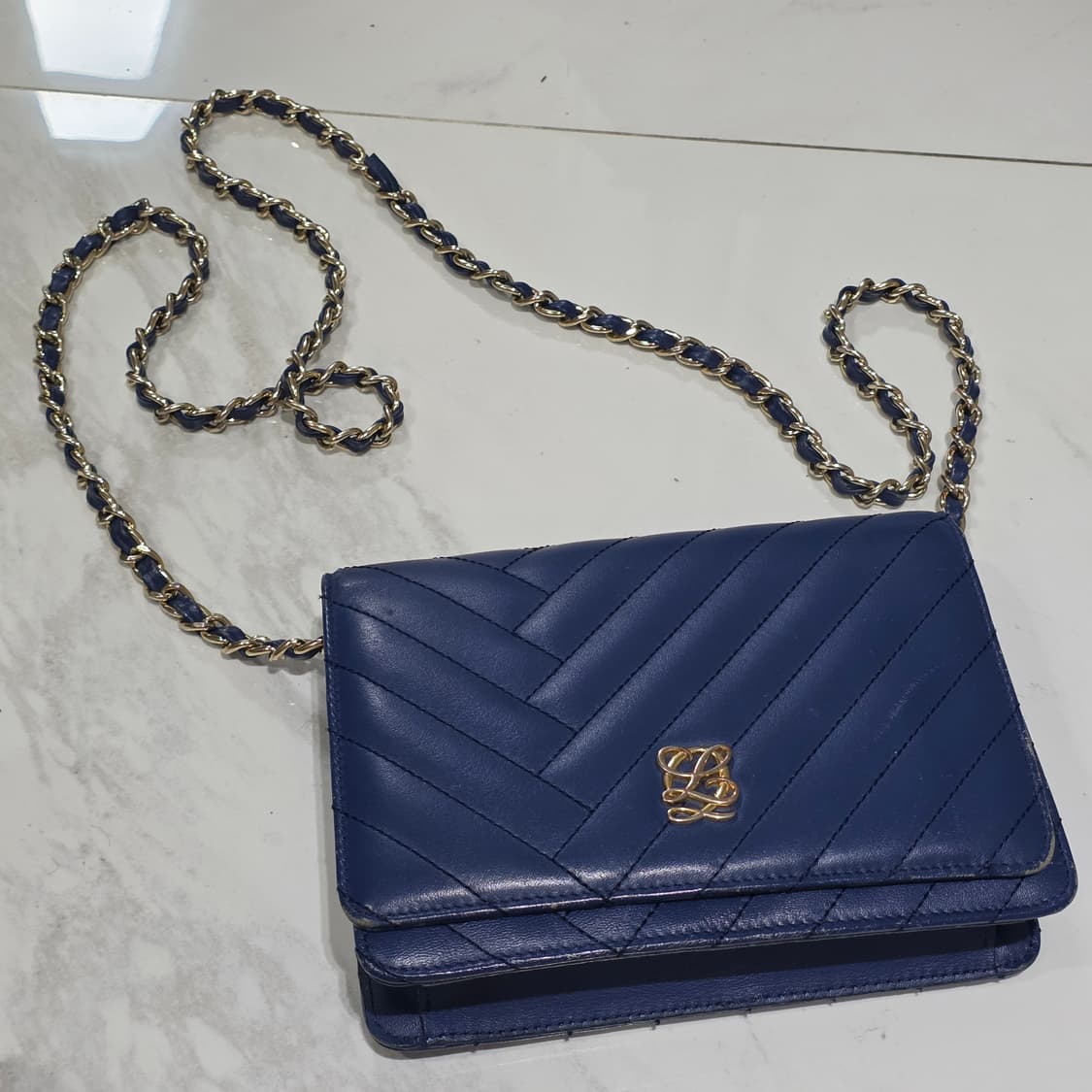 루이까또즈 빈티지) 엘퀼팅 미니 여성 블루 크로스백 상품이미지2