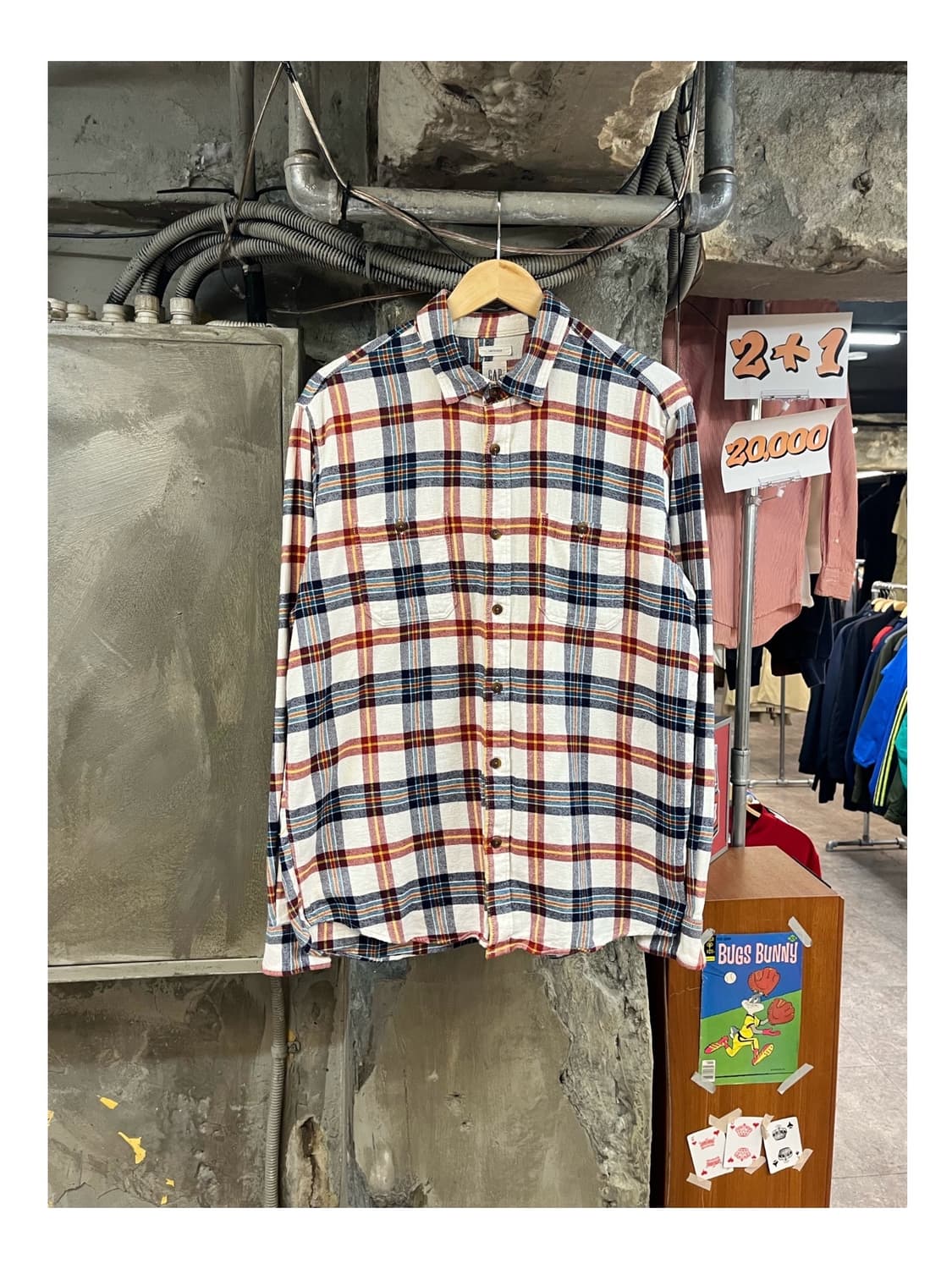 갭 체크 셔츠 아이보리 L #csz3339 상품이미지1