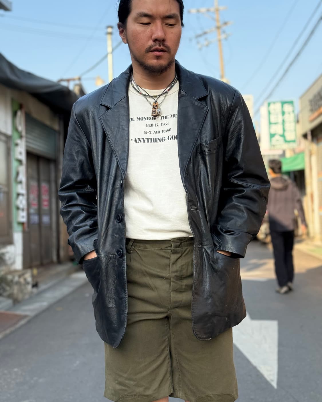 90-00‘s 윌슨 레더 램스킨 3B 블레이저 자켓 M 상품이미지8