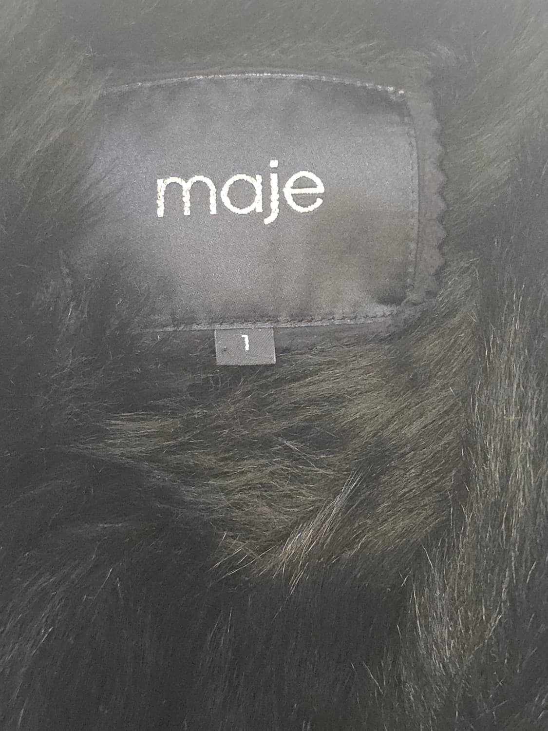 Maje 마쥬 블랙 롱 무스탕 양가죽100% 양모피100% 1 상품이미지4