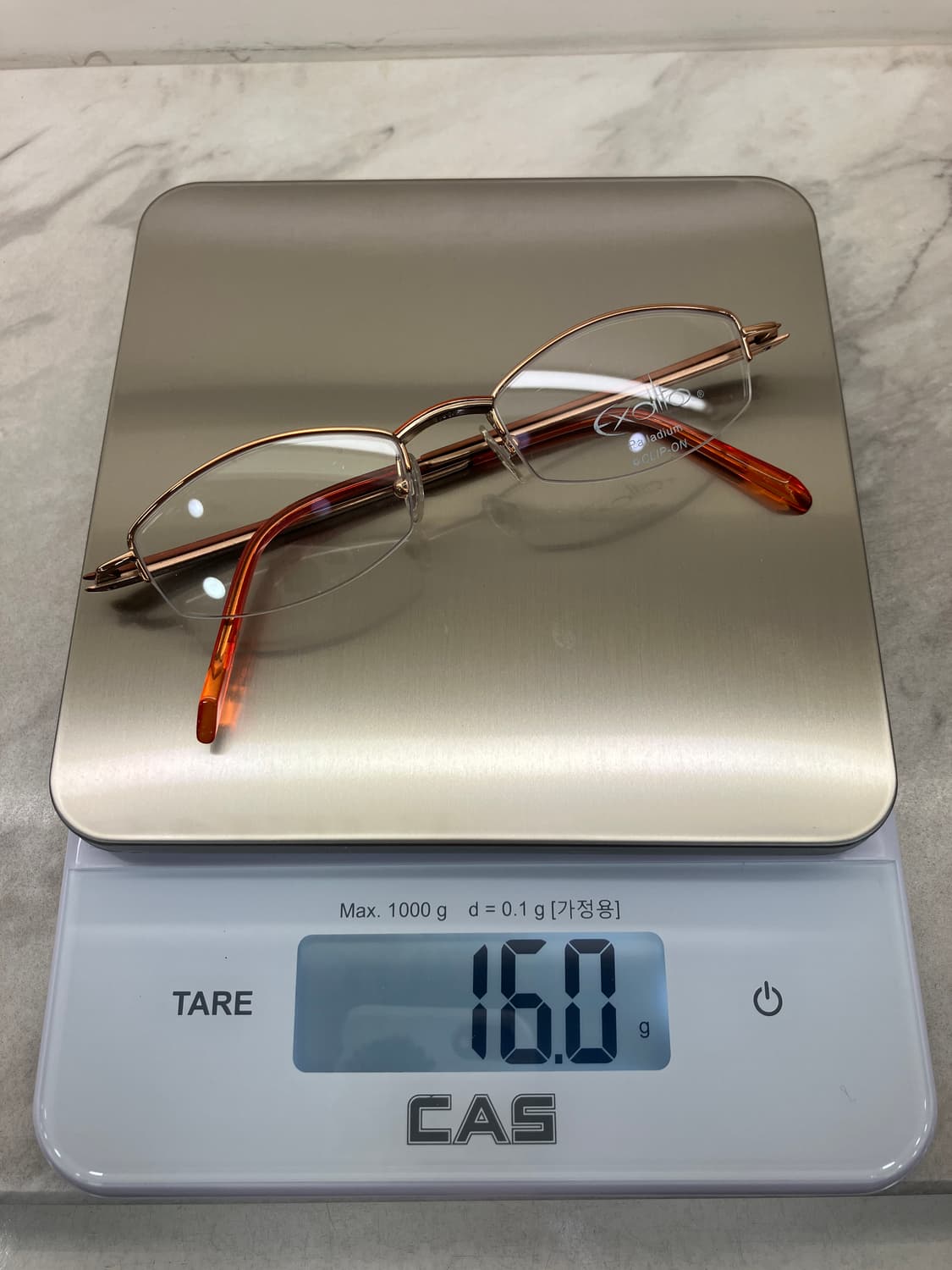 B46 엑살토 Exalto 엔틱 골드 오렌지 반무테 메탈테 안경 상품이미지10