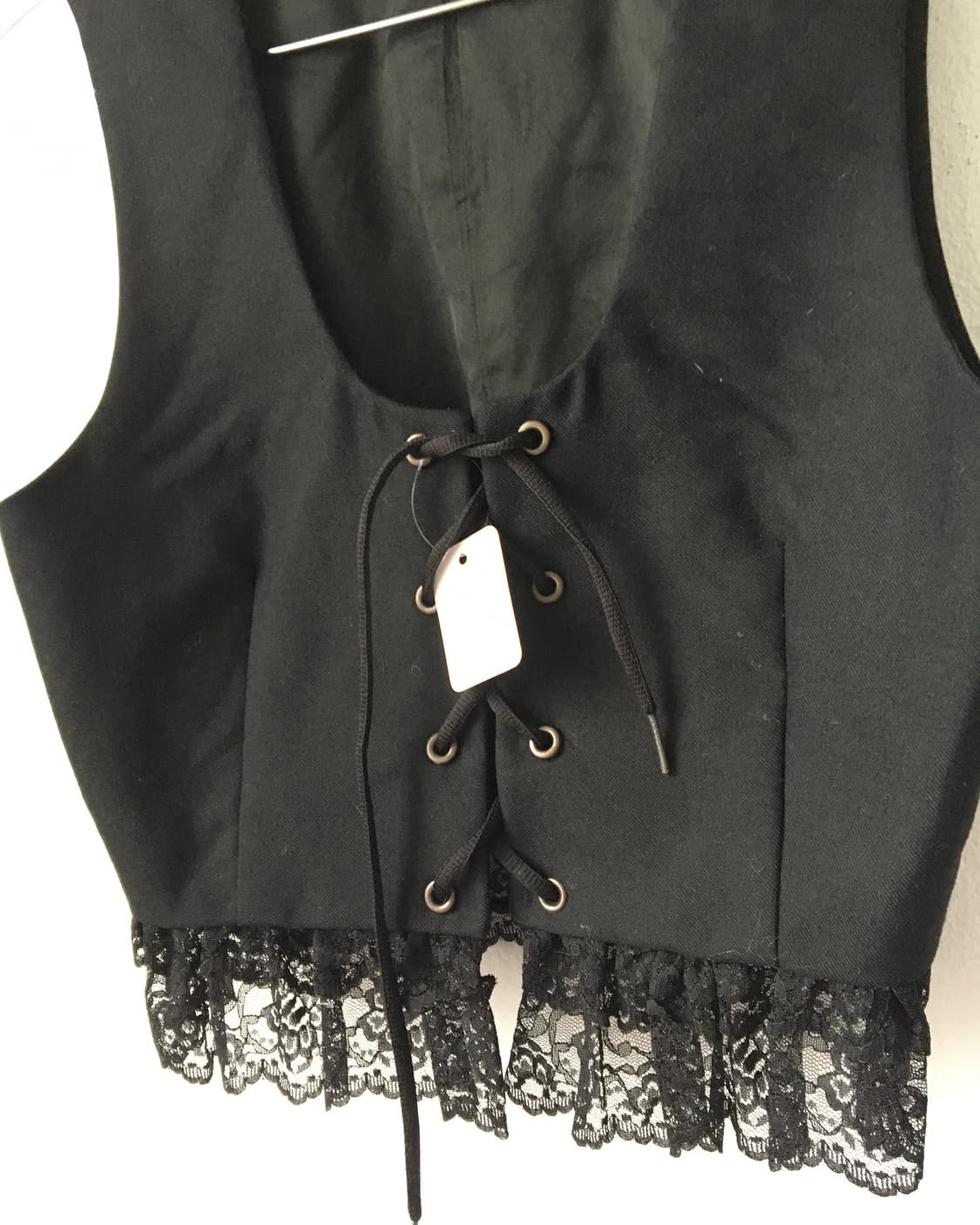 Lace trimming lace up vest 상품이미지3