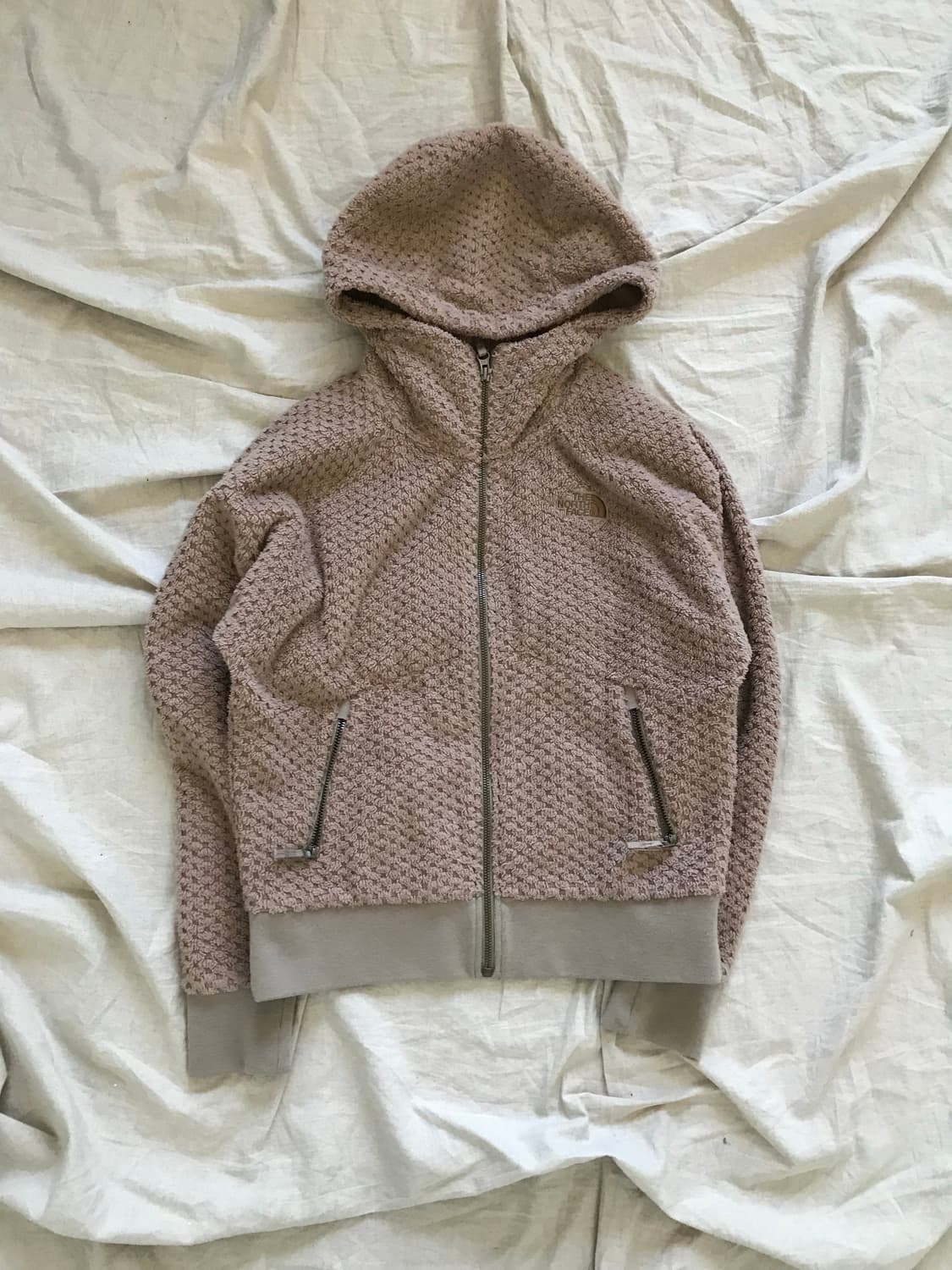 노스페이스 핑크베이지 로고 플리스 후드집업 상품이미지5