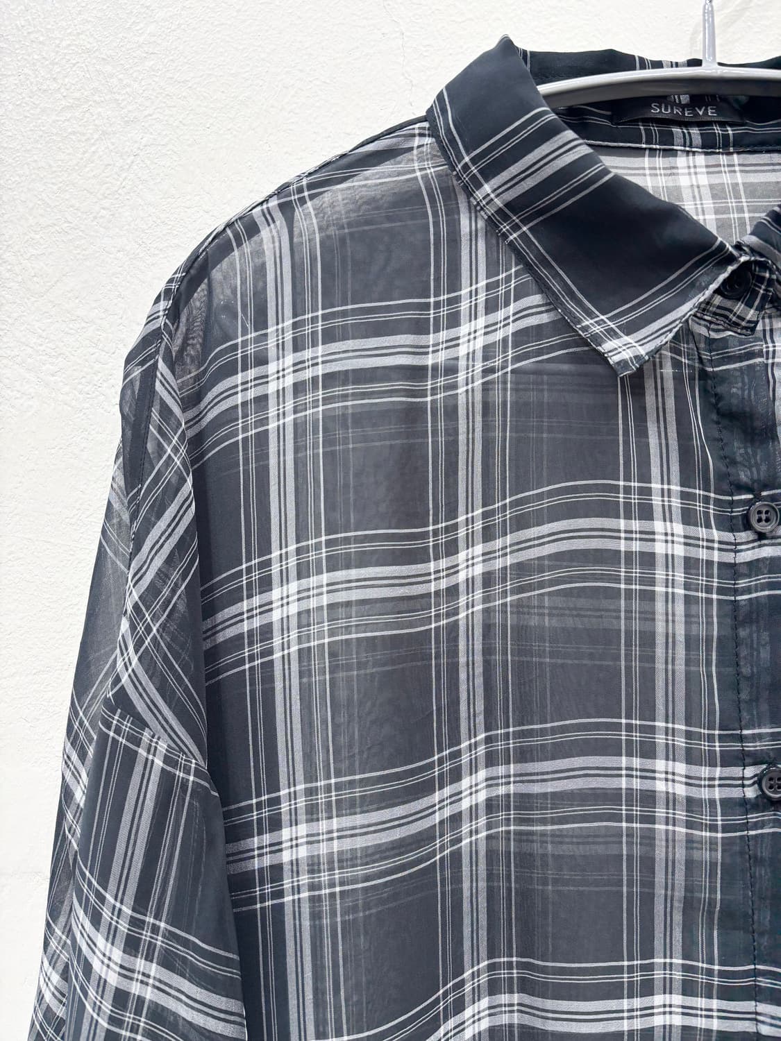 빈티지 체크 시스루 셔츠 상품이미지2