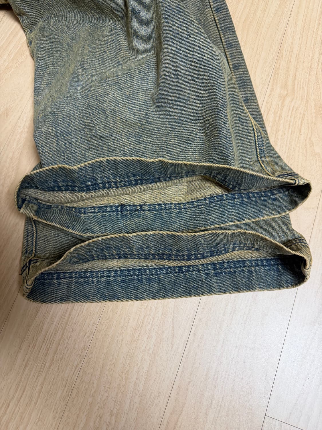 [S] 비엘알 디스트로이드 빈티지 더블 데님 팬츠 네이비 상품이미지5