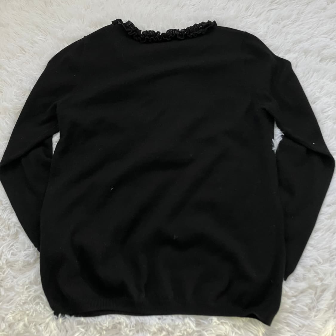 빈티지 블랙 펄 레이스 니트 블라우스 948 y2k 스트릿 갸루 펑키 일 상품이미지2