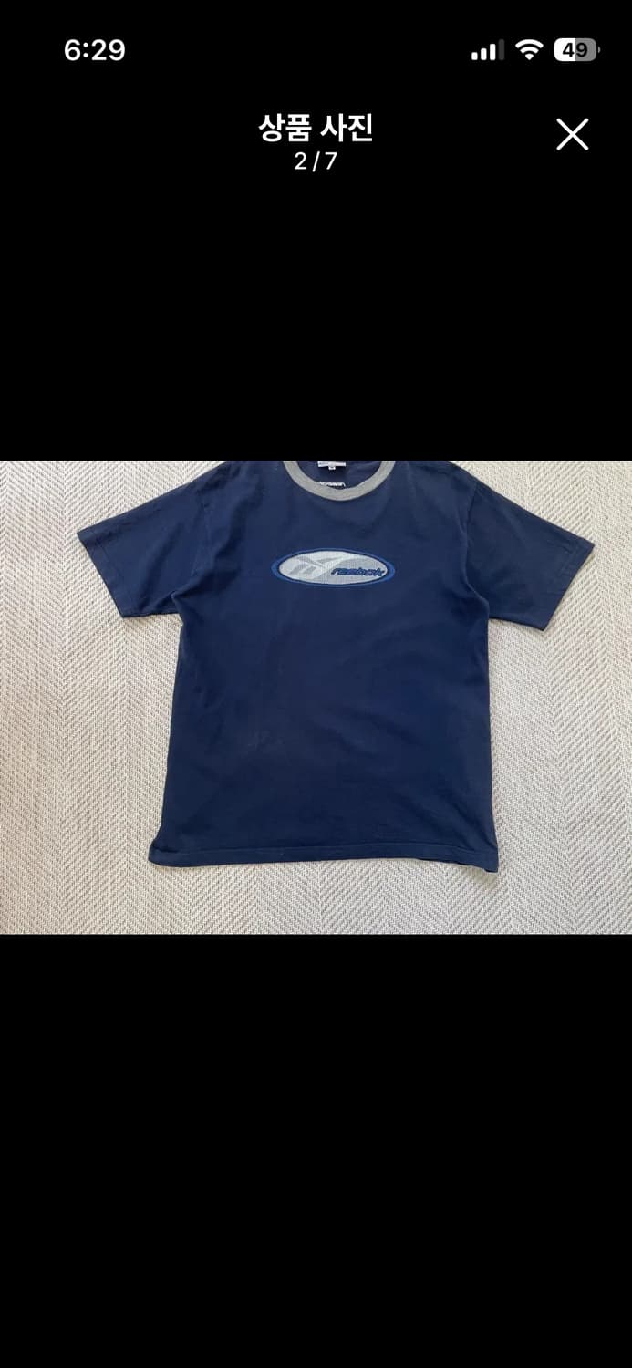 빈티지 reebok 로고 배색 네이비 반팔티 상품이미지2