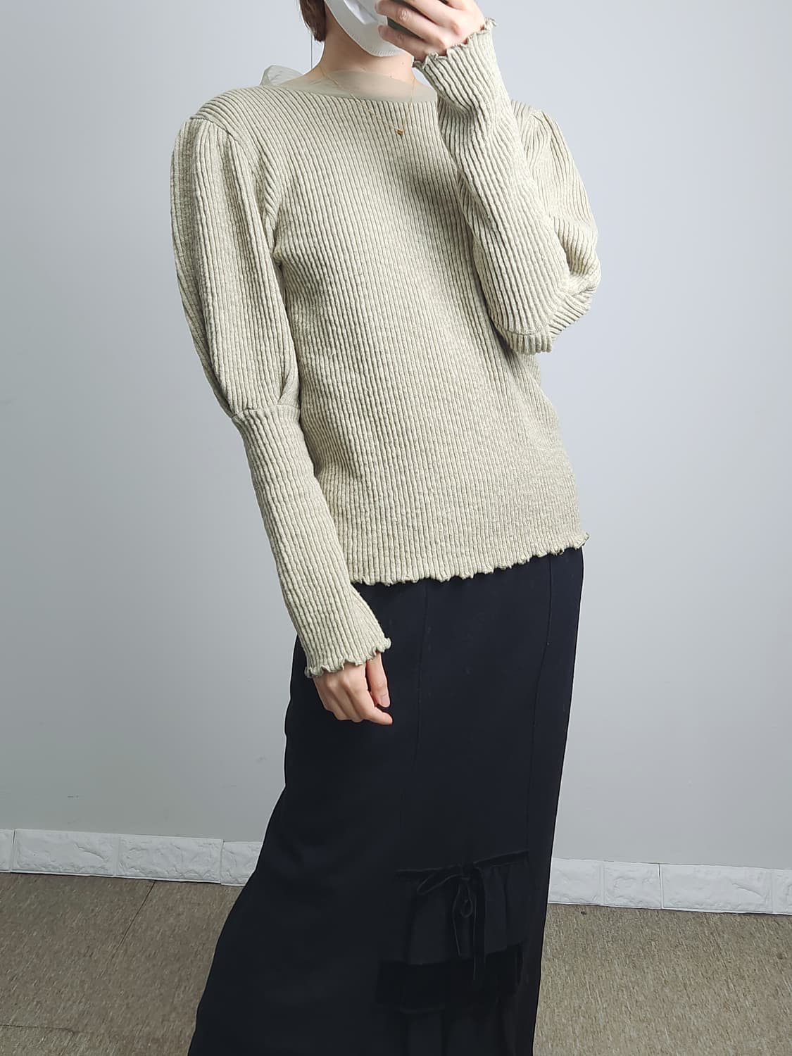 백리본 골지 니트 상품이미지2