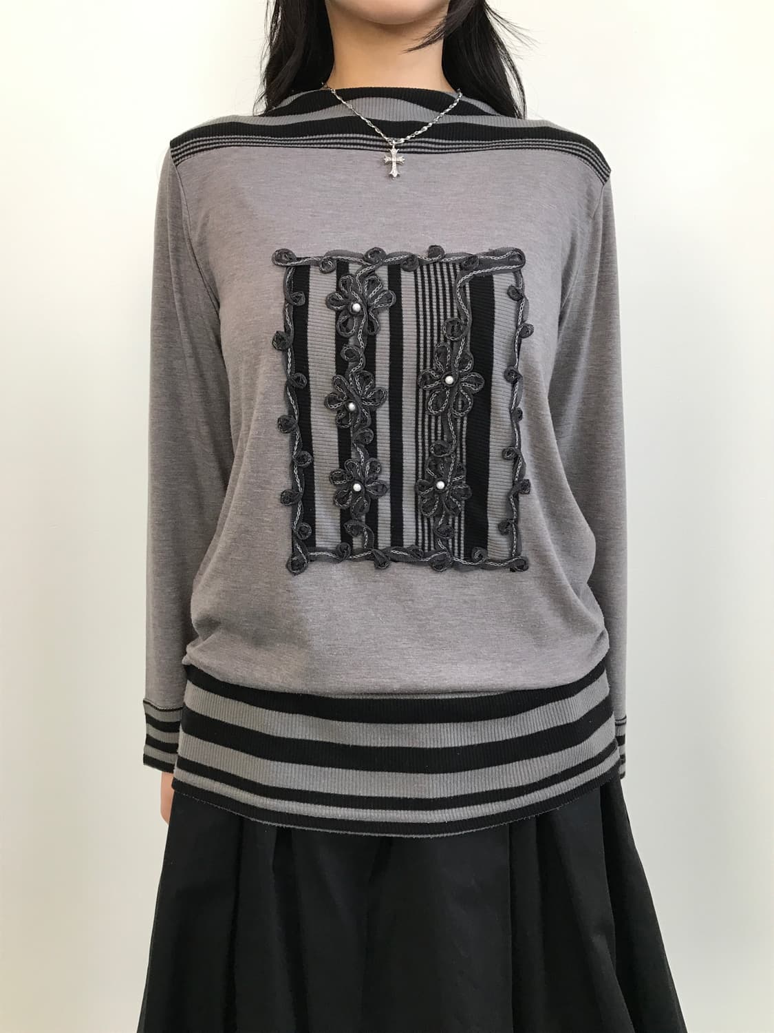 Jpn 'Lapis' Floral Patch Knit Top 상품이미지2