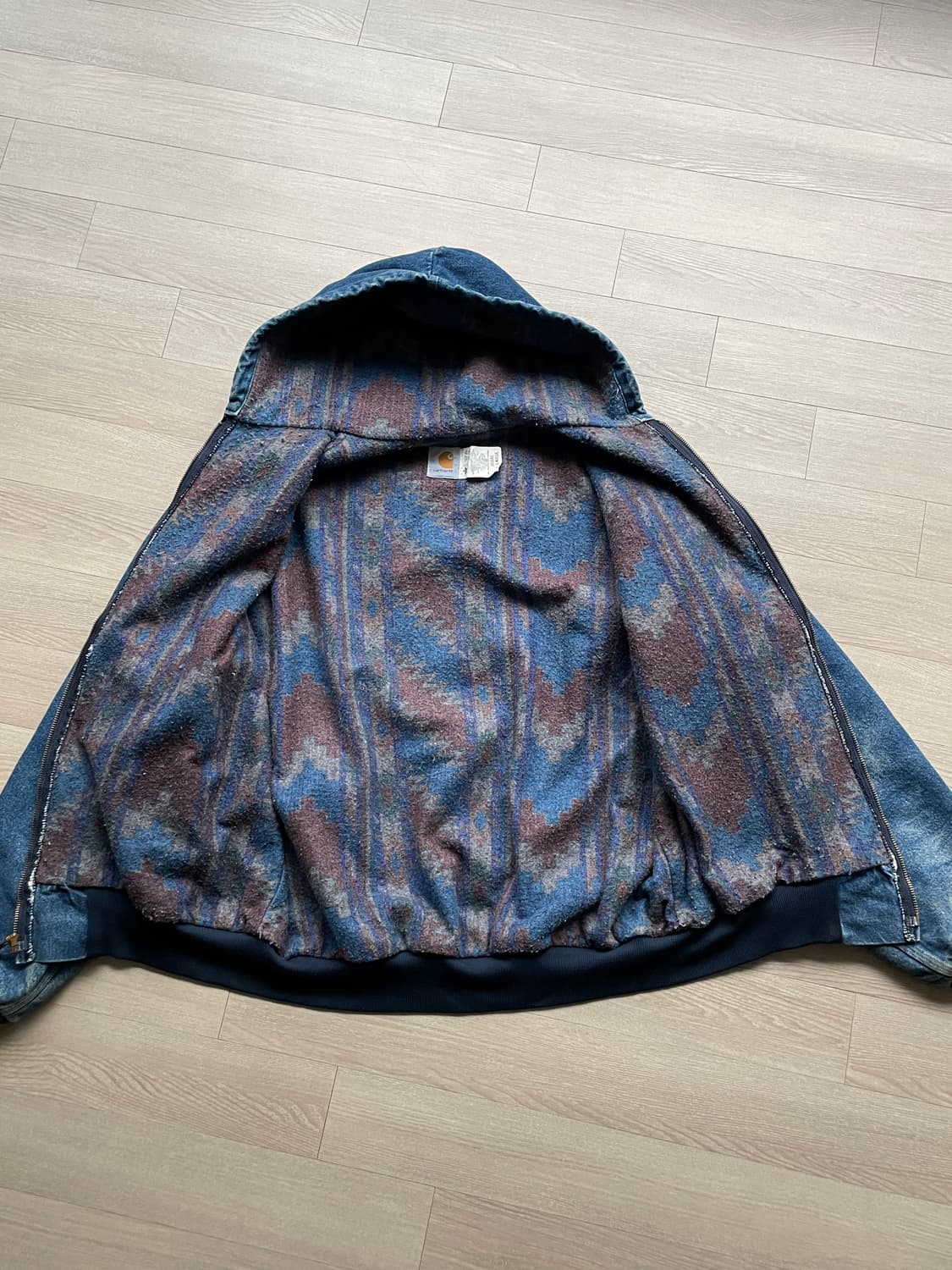 90s 칼하트 아즈텍 액티브 JB848 데님 자켓 carhartt 상품이미지3