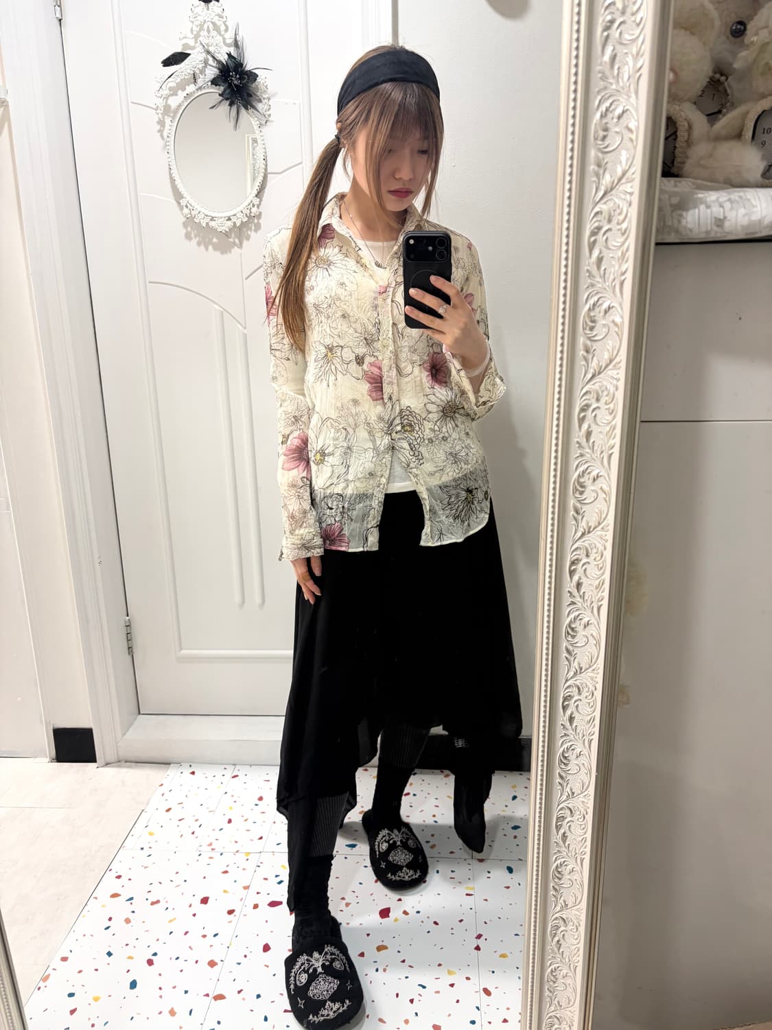 Asymmetrical Chiffon Skirt Pants 상품이미지3