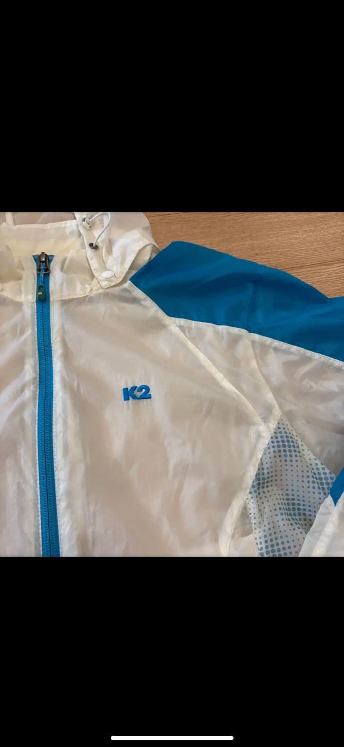 K2 화이트/블루 바람막이 후드 자켓 100 상품이미지5