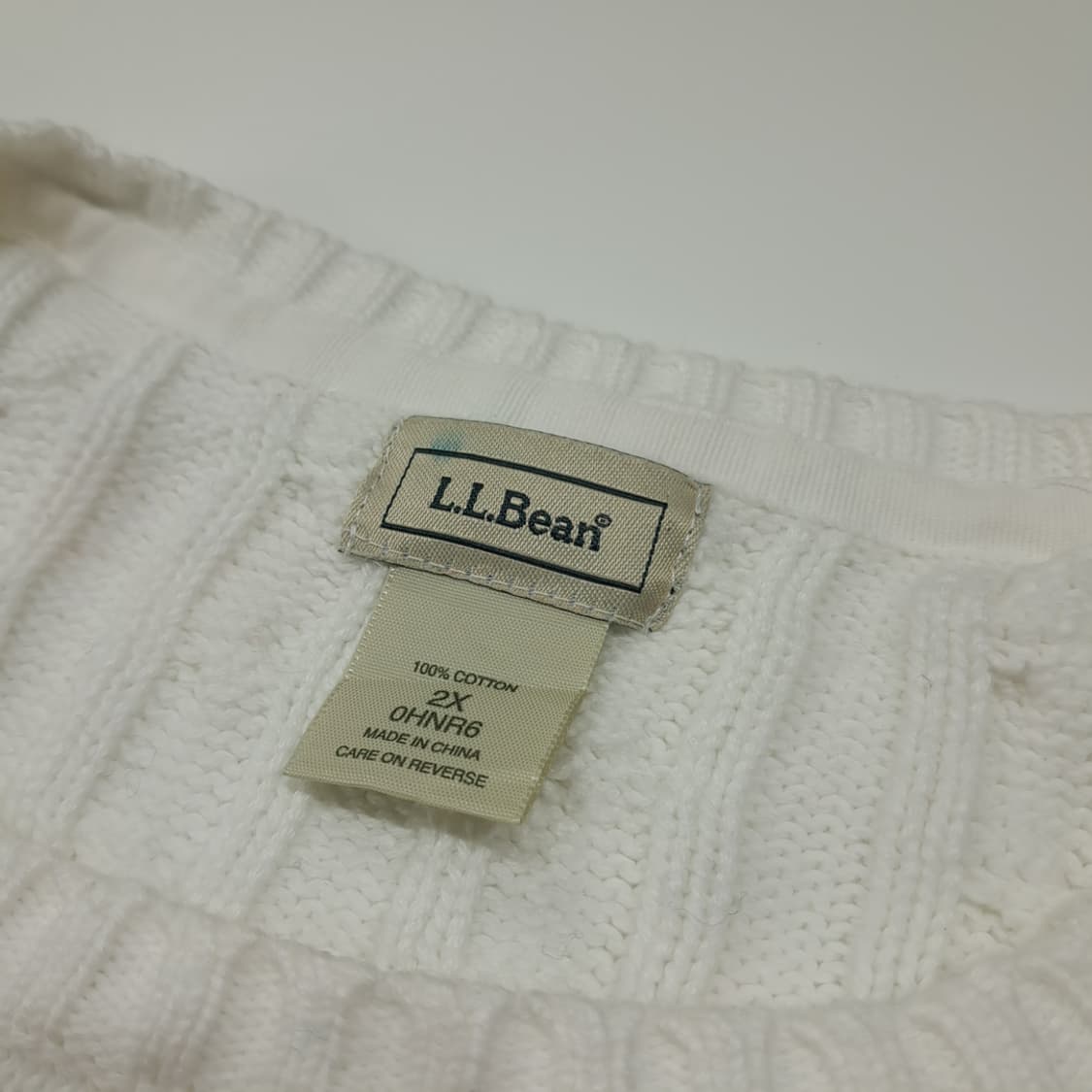 CL203 2XL 엘엘빈 코튼 피셔맨 케이블 화이트 니트 스웨터 상품이미지3