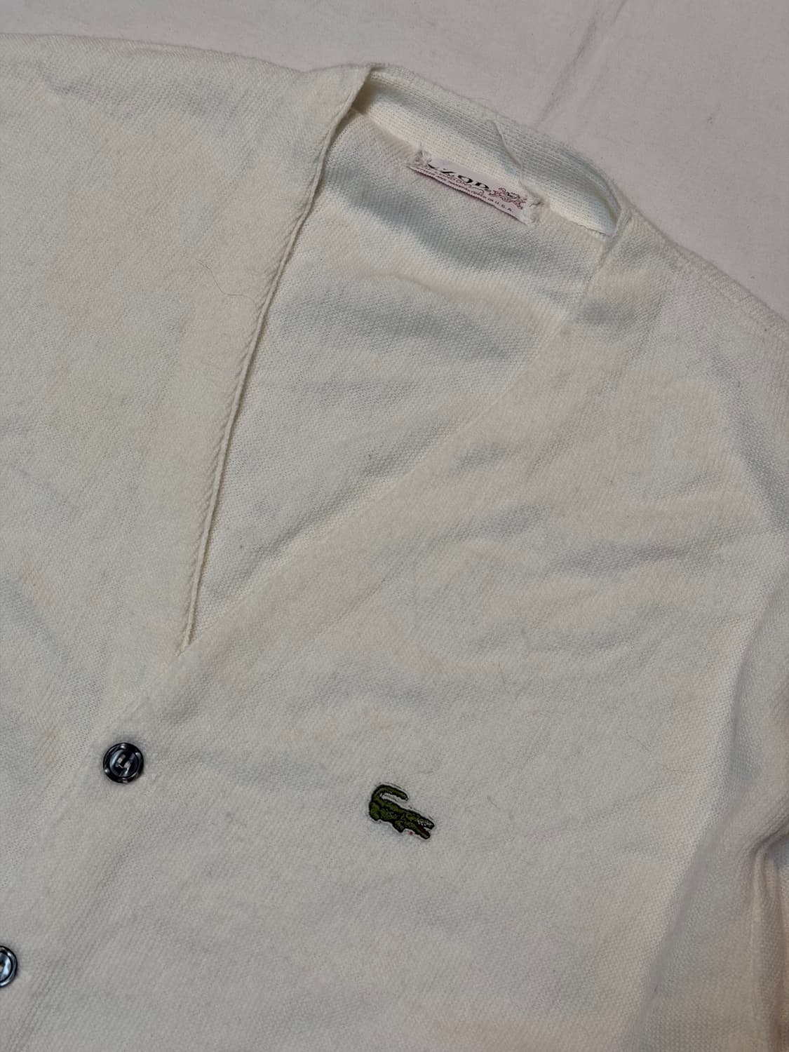 70s IZOD 라코스테 아카이브 니트 가디건 화이트 상품이미지2