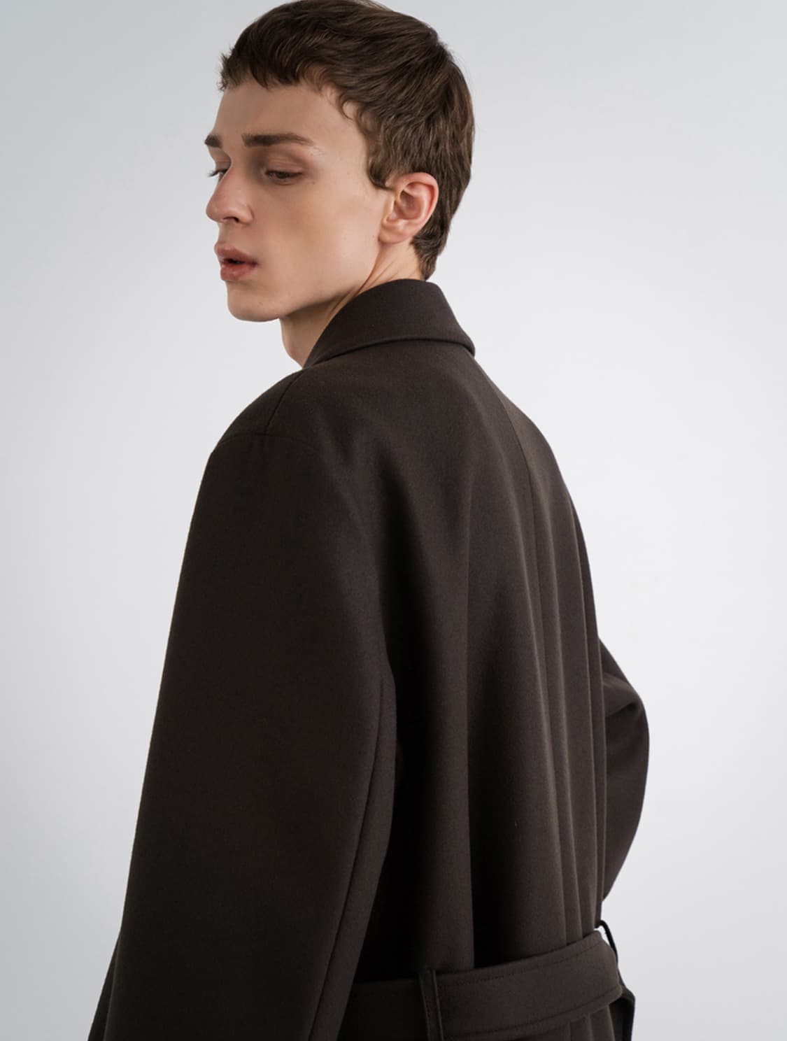 인사일런스 울캐시미어  스트랩 하프 더블코트(BROWN/S)쿠어/벨리에 상품이미지3