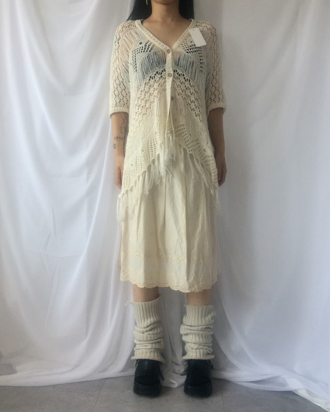 Fringe net knit cardigan 상품이미지7