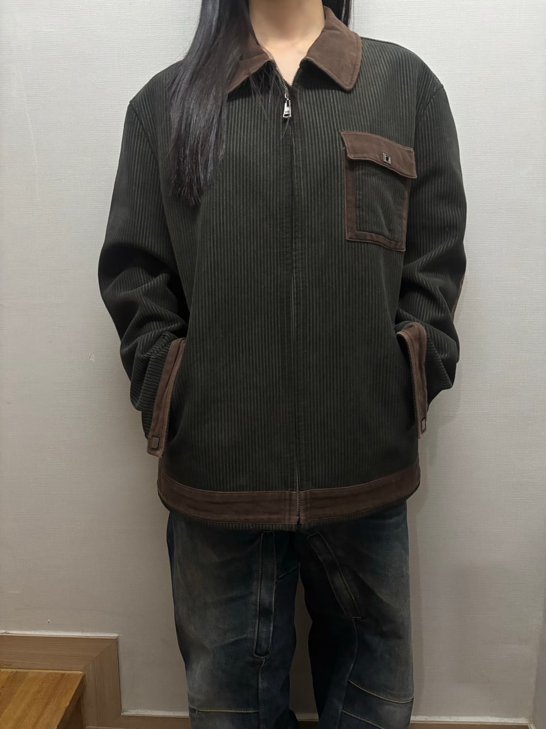 빈티지 카키 코듀로이 자켓 상품이미지1