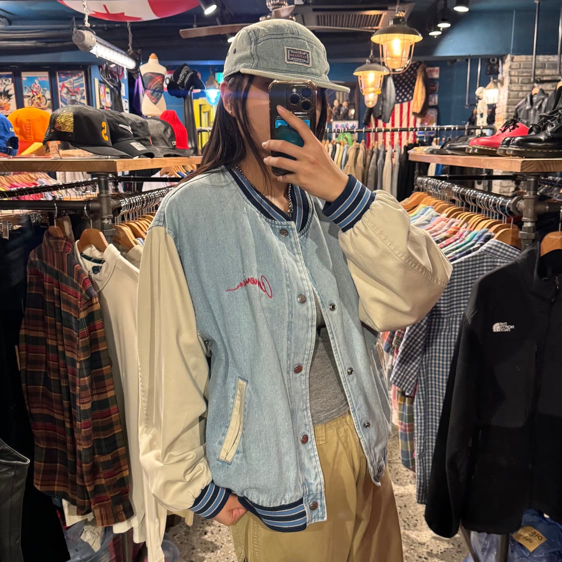 90s vintage 빈티지 연청 데님 바시티 자켓 상품이미지4