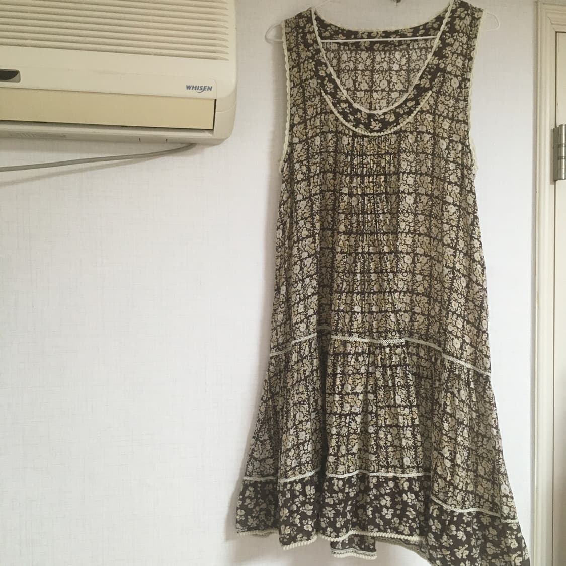 모리걸 빈티지 플라워 슬리브리스 원피스 상품이미지1