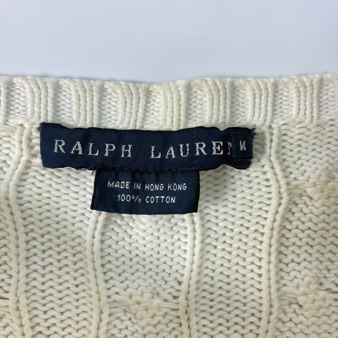 Polo  랄프로렌 자수 코튼 화이트 꽈배기 니트 상품이미지4