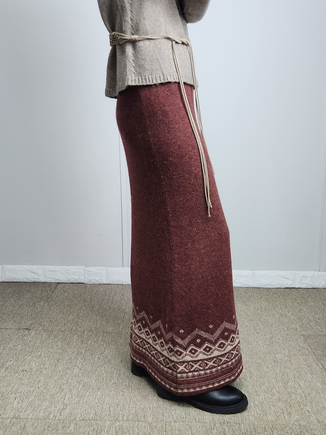 (사만사모스)에스닉 니트 롱스커트 상품이미지4