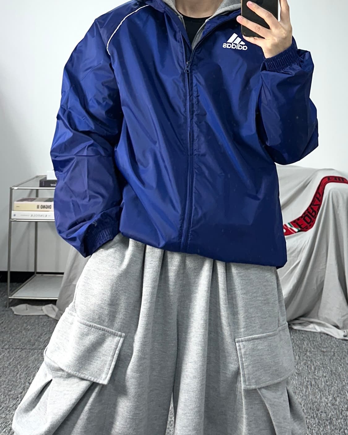 아디다스 네이비 코어레인 바람막이 XL 상품이미지3