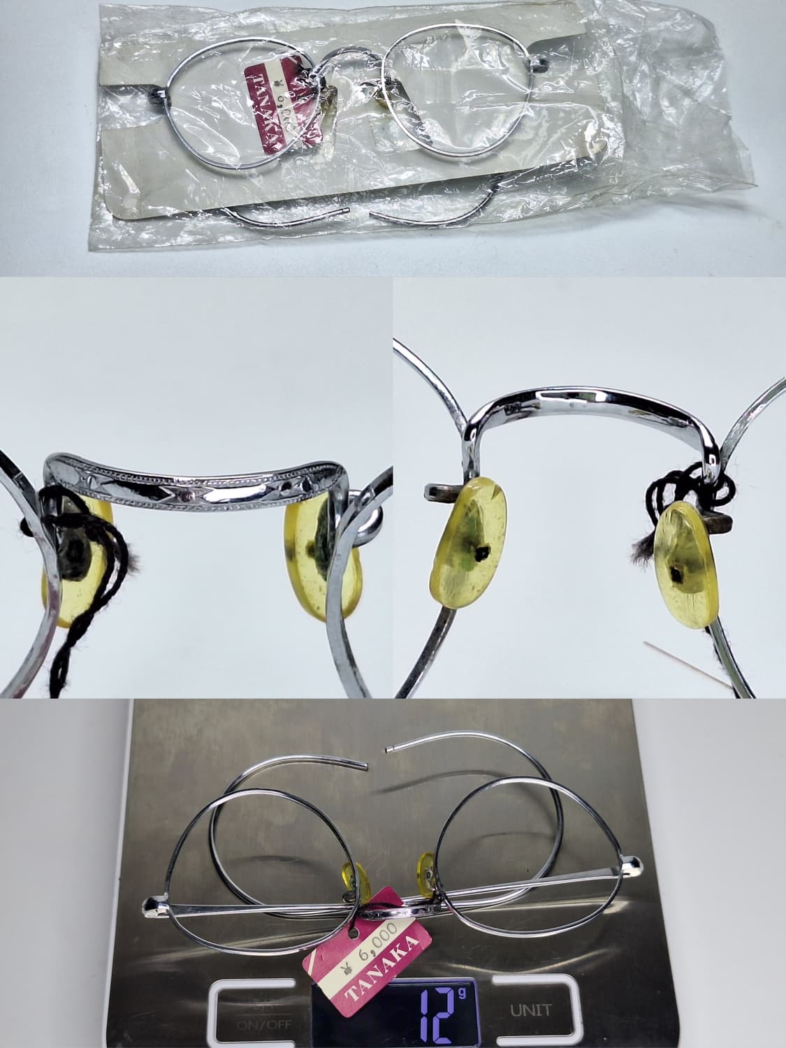 80s 일본제 빈티지 데드스톡 미사용/실버 케이블 템픅 안경테/클래식 상품이미지8