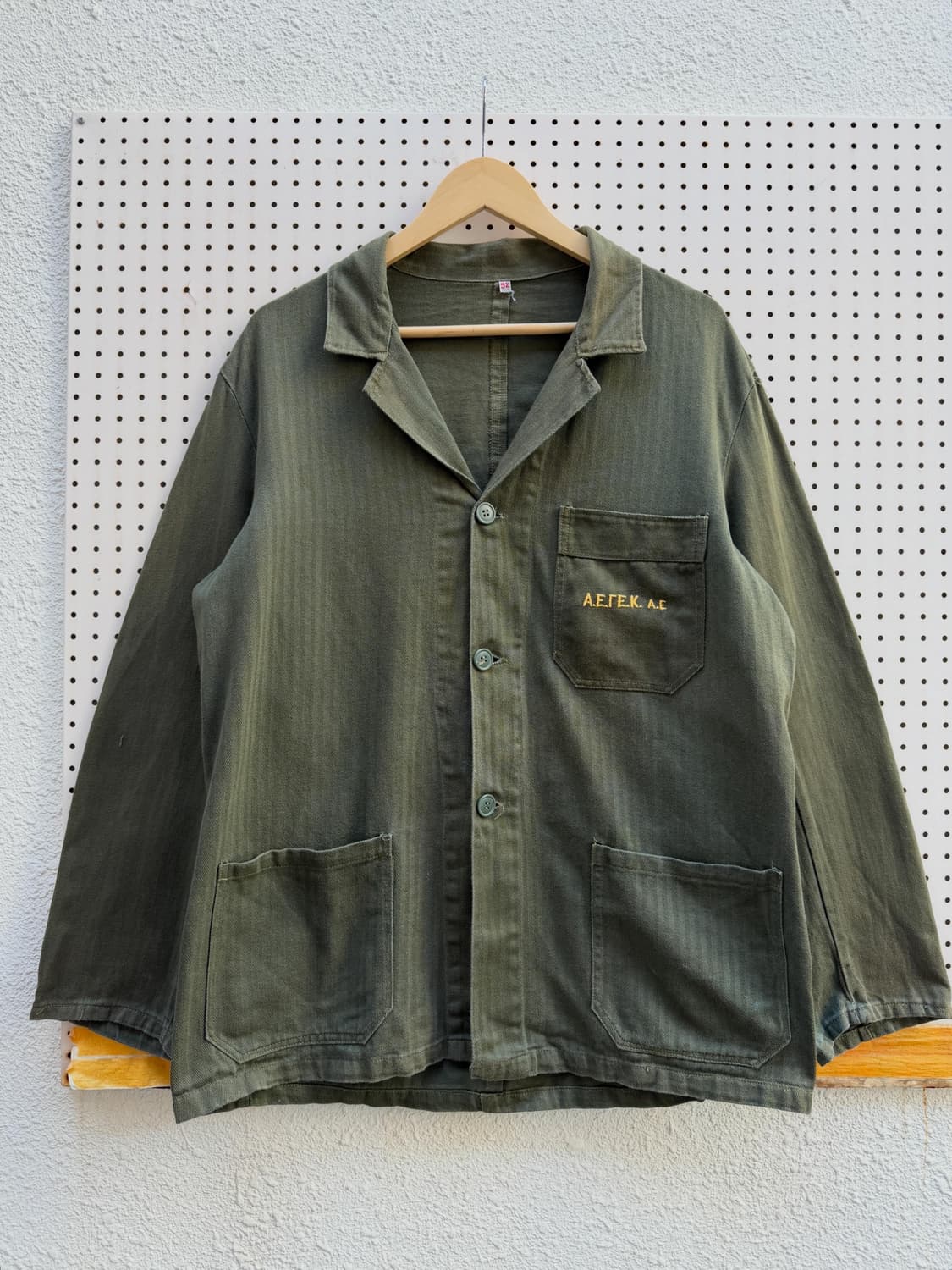 1970s EUROPEAN OLIVE HBT 올리브 헤링본 프렌치워크자켓 상품이미지1