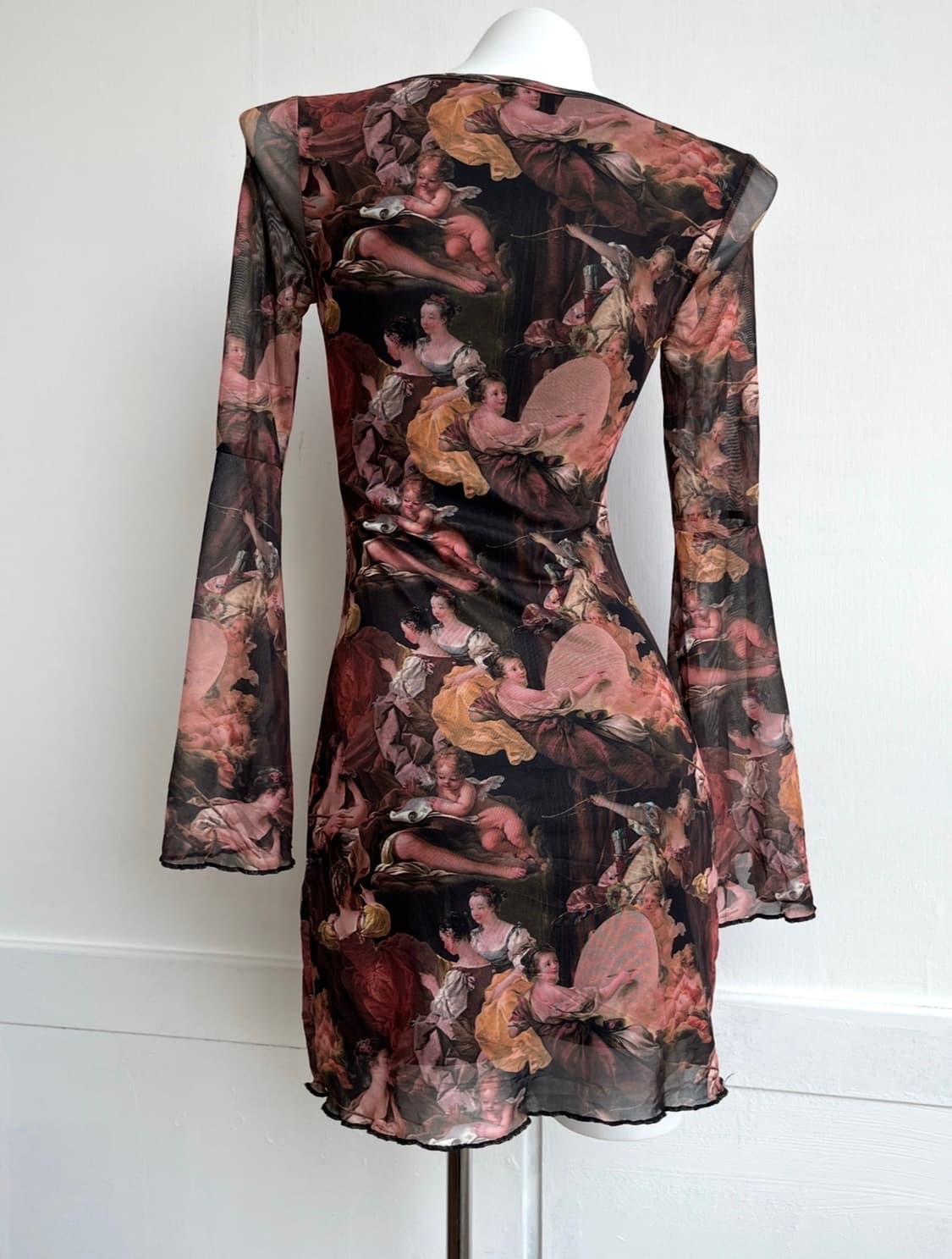 클래식 아트 프린팅 시스루 원피스 상품이미지4