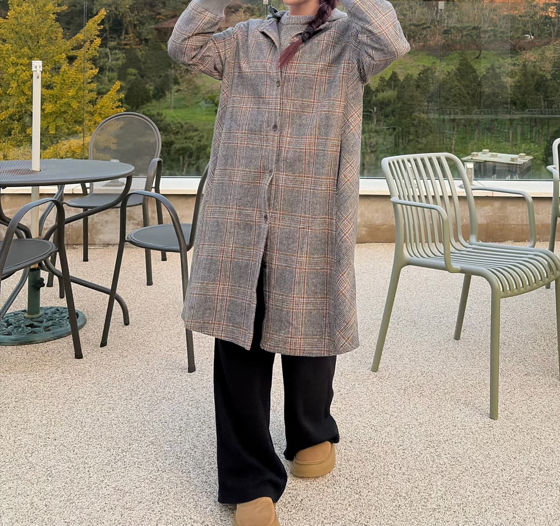 안지크 체크패턴 여성 후드코트(m)  상품이미지1