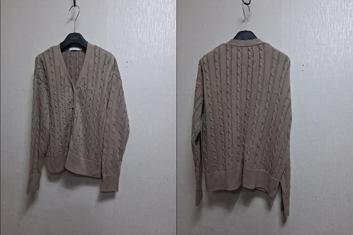 AMERICAN HOLIC 꽈배기 면니트가디건 루즈핏 여성 가오리 루즈핏 상품이미지3