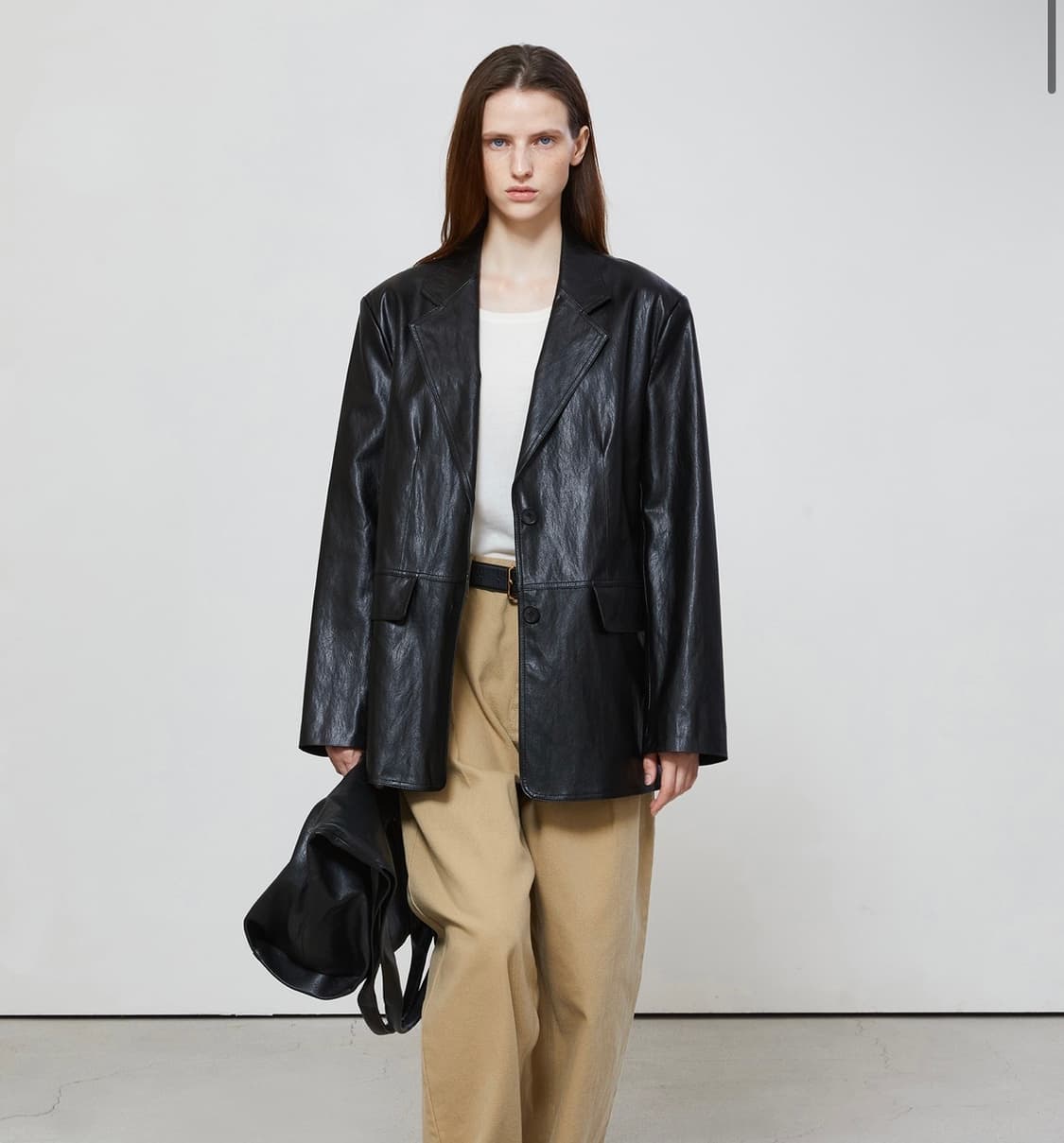 노티아 오버핏 싱글 레더 자켓 상품이미지1