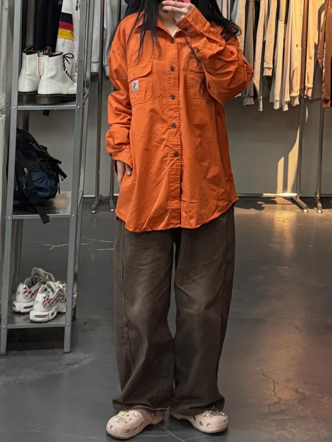 칼하트 오렌지 워크웨어 셔츠 A3220 상품이미지1